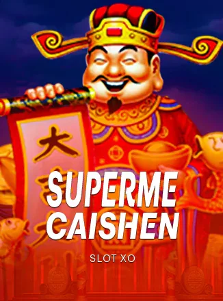 ปกเกม Supreme Caishen เทพเจ้าโชคลาภสวมชุดแดงถือป้าย จากคลังภาพ VF338