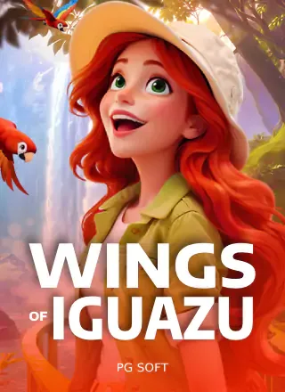 ปกเกม Wings of Iguazu หญิงผมแดงนักสำรวจริมน้ำตก ในหน้ารวมเกมของ VF338