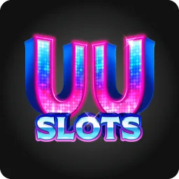 โลโก้ UU Slots ตัวอักษรนีออนสีชมพูฟ้า ที่ VF338 นำมาแสดง